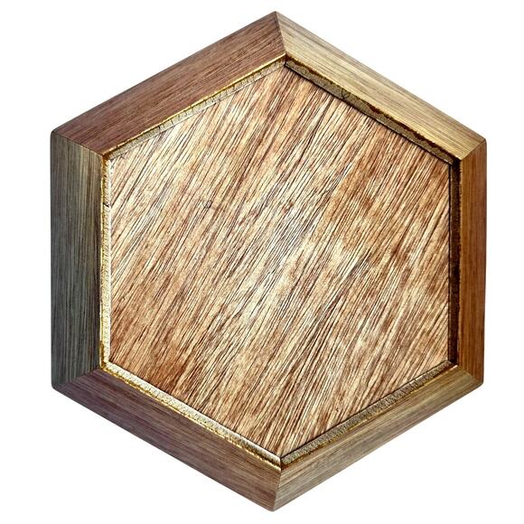 Unique MCM Octagonal Wooden Shallow Serving Tray/Bowl 9.75" - Picture 3 of 3